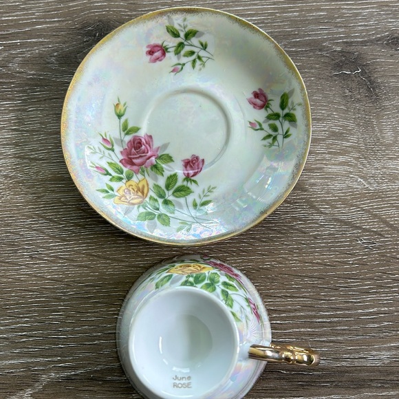 COPY - Vintage Japan Flower of the Month June “Rose” lusterware footed cup… - Picture 3 of 3